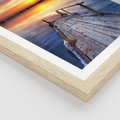 Plakat w ramie 30x40 - Zachód słońca na pomostcie - pomost, zachód - rama drewno