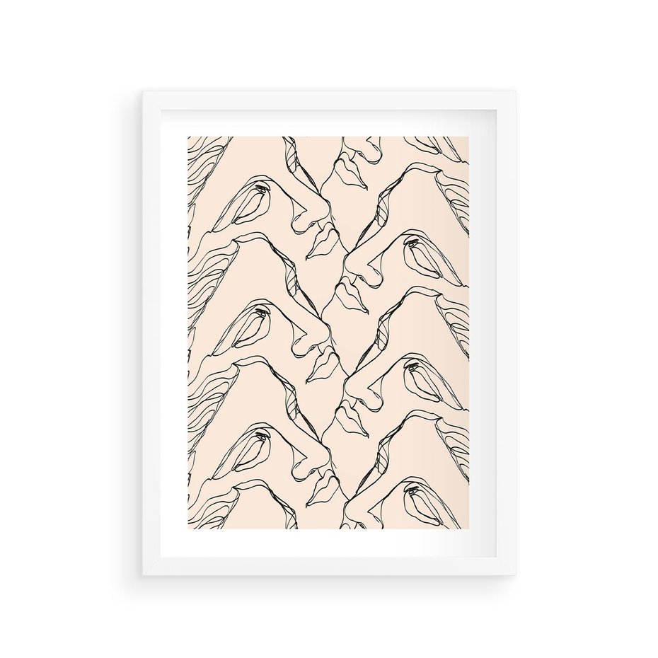 Plakat w ramie 30x40 - Grafika z Twarzami Greckiej Rzeźby - grafika, plakat - rama biała