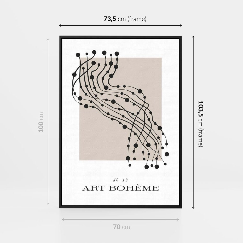 Obraz w ramie 70x100 - Migocące Konstrukcje Abstrakcji - sztuka minimalizmu, biało czarna rycina - rama czarna