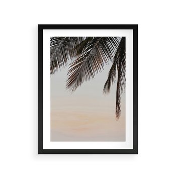 Plakat w ramie 40x50 - Tropikalna Harmonia - palmy na tle nieba - rama czarna