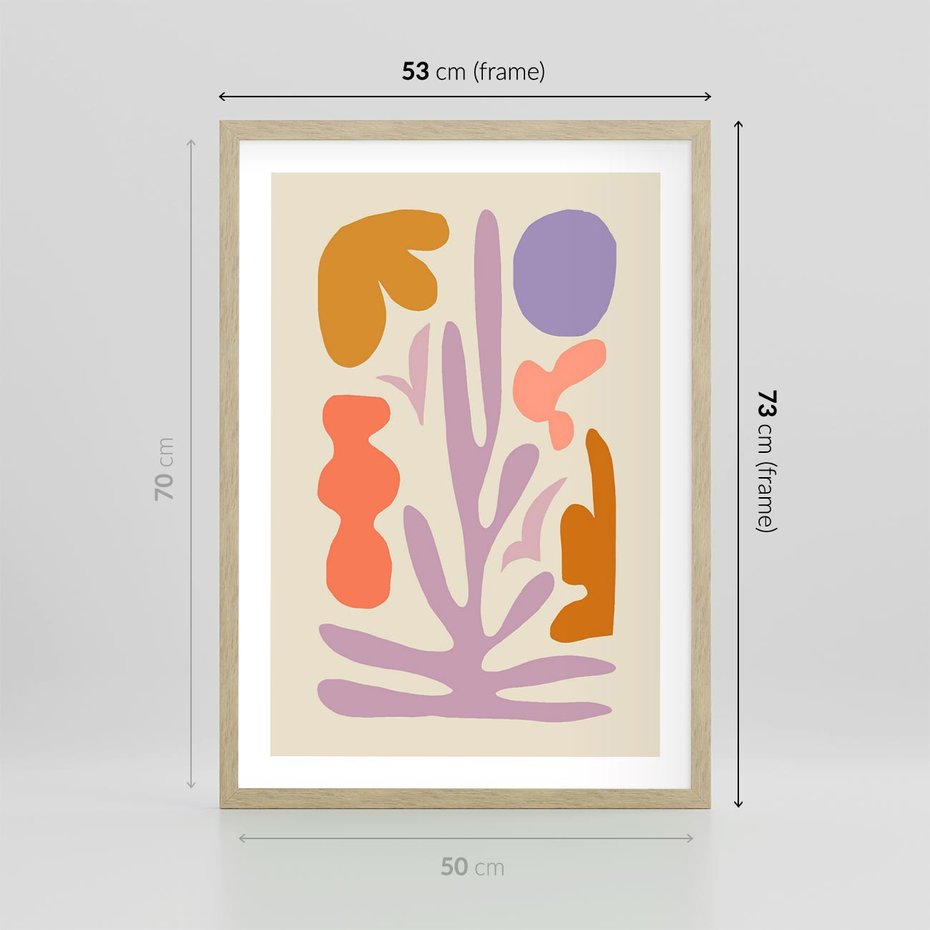 Plakat w ramie 50x70 - Przenikająca Harmonia - abstrakcyjny obraz, pastelowe kolory - rama drewno