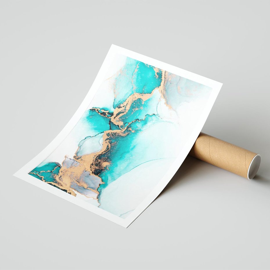 Plakat bez ramy 50x70 - Elegancja i Subtelność - marmur, złoto