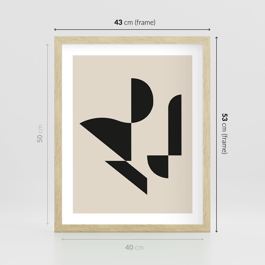 Plakat w ramie 40x50 - Rozkwitająca Abstrakcja - abstrakcyjne geometryczne kształty, minimalizm - rama drewno