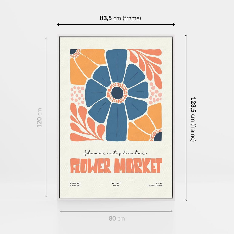 Obraz w ramie 80x120 - Rozbijające Widoki - kwiaty, nowoczesny plakat - rama biała