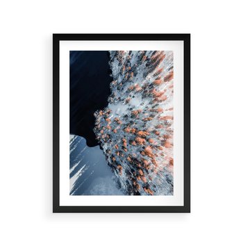 Plakat w ramie 40x50 - Lot Ptaka - zima, zimowy krajobraz - rama czarna