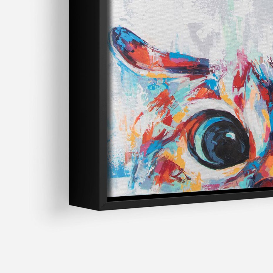 Obraz w ramie 70x100 - Co ja Widzę - obraz olejny, śmieszny obraz kota - rama czarna