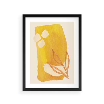 Plakat w ramie 50x70 - Kolorowe Marzenia - abstrakcyjna żółta plama, akwarela - rama czarna