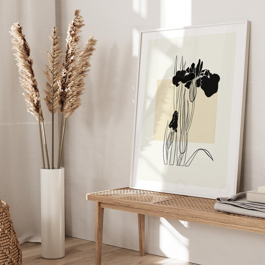 Plakat bez ramy 21x30 - Rozkwitające w konturach - irys, kwiaty