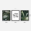 Zestaw obrazy w ramie 30x40 galeria - Palmy, pozytywe, myślenie - rama czarna