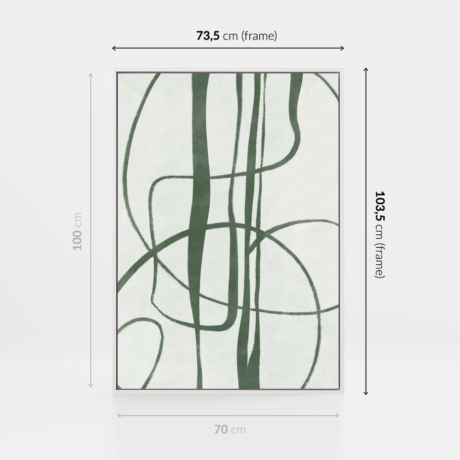 Obraz w ramie 70x100 - Zielony Spokój - zielona abstrakcja, spokojny plakat - rama biała