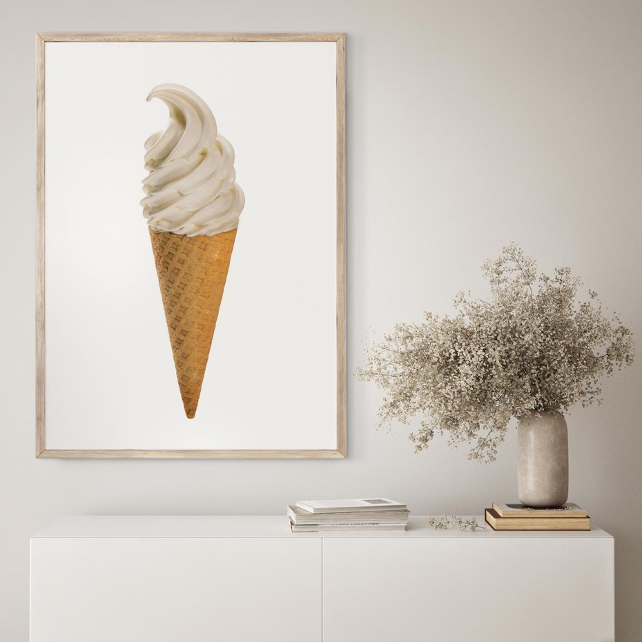 Plakat w ramie 30x40 - Rozkoszna Chłodząca Radość - lody, lód - rama drewno