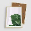 Plakat w ramie 50x70 - Zielone liście monstery - liście, monstera - rama drewno