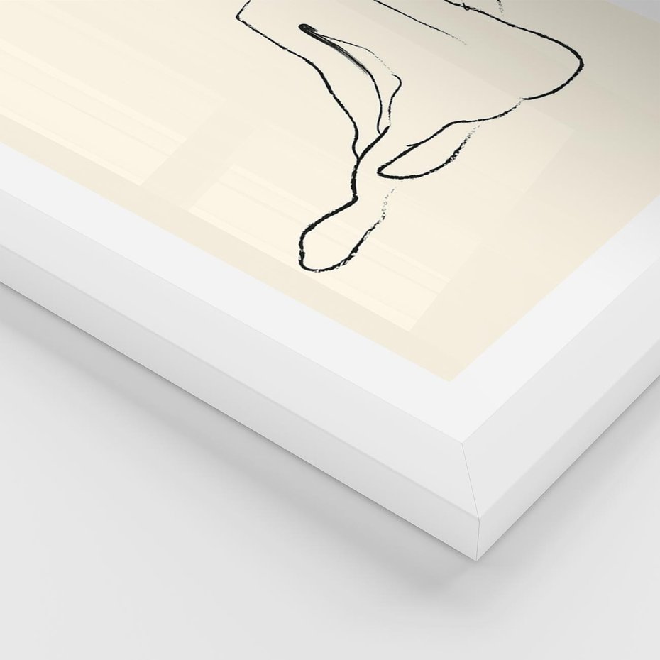 Plakat w ramie 40x50 - Akt w Minimalizmie - kobieta akt, minimalizm - rama biała