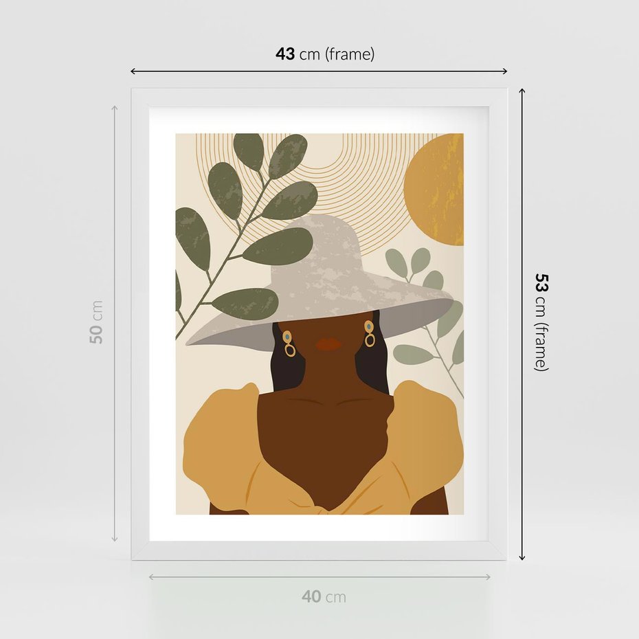 Plakat w ramie 40x50 - Grafika w Innowacyjnym Stylu - grafika, postać kobiety - rama biała