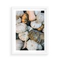 Plakat w ramie 50x70 - Minimalizm Jesieni - dynie, białe - rama biała