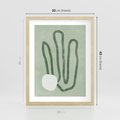 Plakat w ramie 30x40 - Spokojne Kształty Natury - zielona abstrakcja, zgaszona zieleń - rama drewno