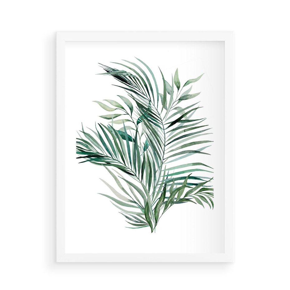 Plakat w ramie 50x70 - Blask Natury - złote, liście - rama biała