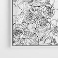 Obraz w ramie 80x80 - Refleksje w martwym punkcie - graficzny szkic, kompozycja kwiatów - rama biała