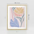 Plakat w ramie 40x50 - Kwiatowe Granice Kształtów - nowoczesny plakat, kwiaty w pastelowych kolorach - rama drewno