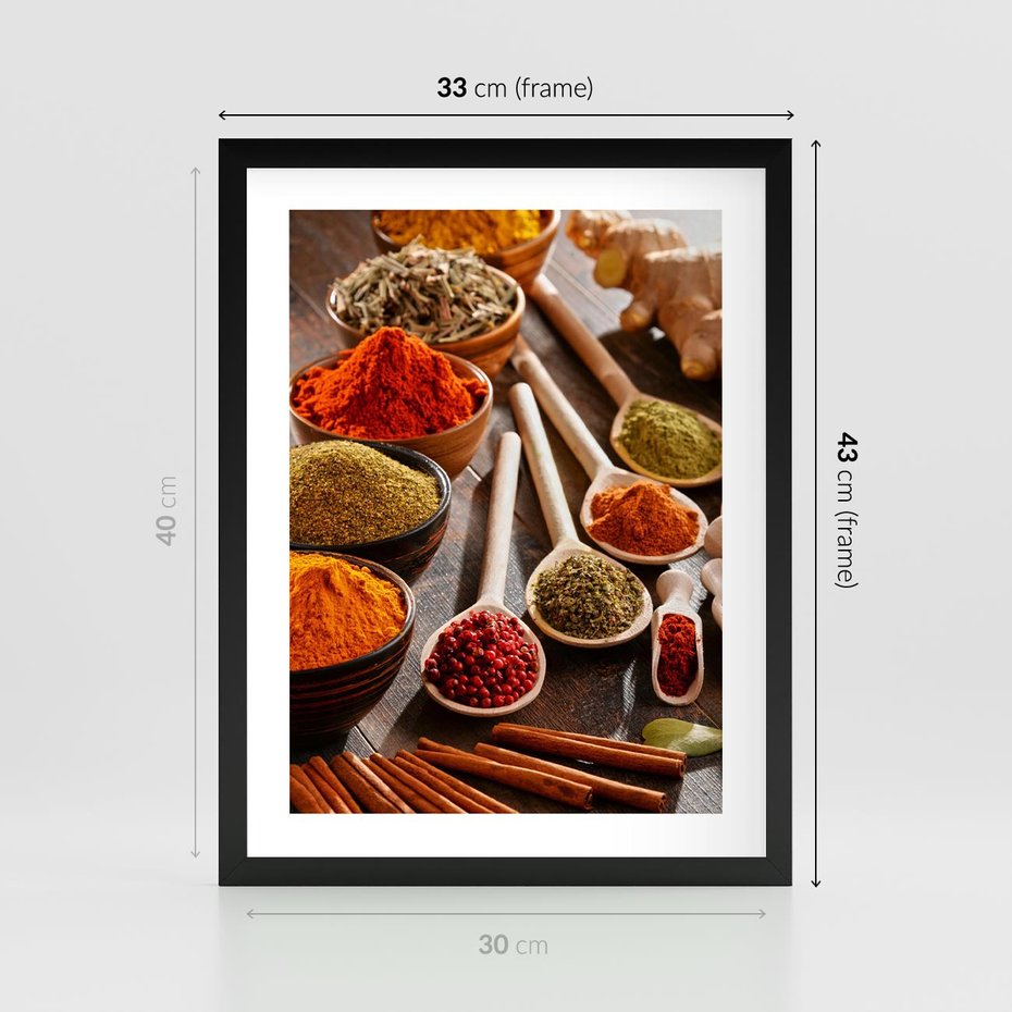 Plakat w ramie 30x40 - Smakowite Aromaty - przyprawy, kuchnia - rama czarna