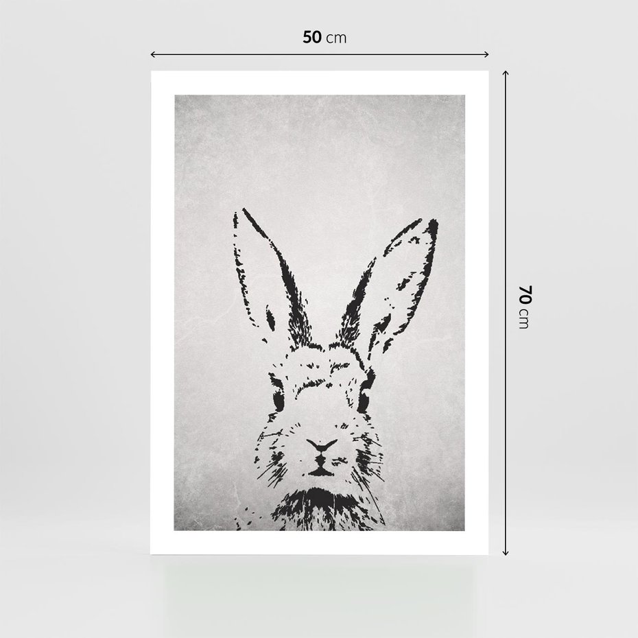 Plakat bez ramy 50x70 - Szkicowany królik w grafice - szkic, królik