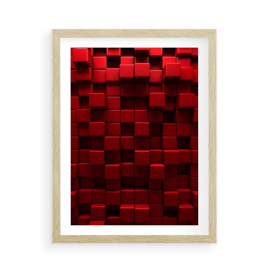 Plakat w ramie 50x70 - Geometryczne 3D: wizja przestrzeni - geometryczne, 3D - rama drewno