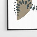 Obraz w ramie 70x100 - Harmonia Akwarelowych Przestrzeni - abstrakcyjna kompozycja z kropek kresek i kółek, odcienie brązu i beżu - rama czarna
