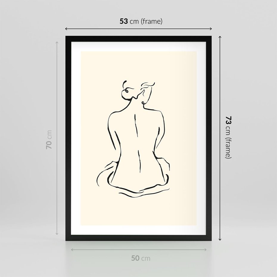 Plakat w ramie 50x70 - Migotliwa Symfonia - kobieta akt, minimalizm - rama czarna
