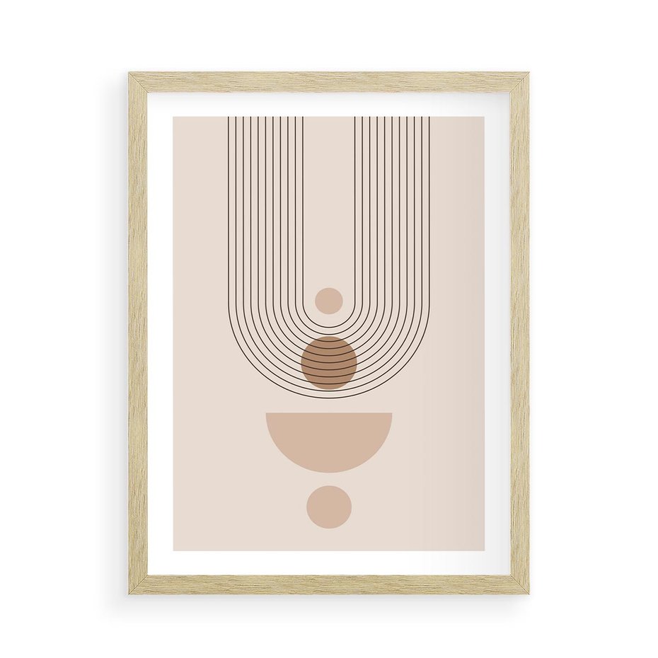 Plakat w ramie 50x70 - Strukturalne Kształty Postępu - boho plakat, minimalizm - rama drewno