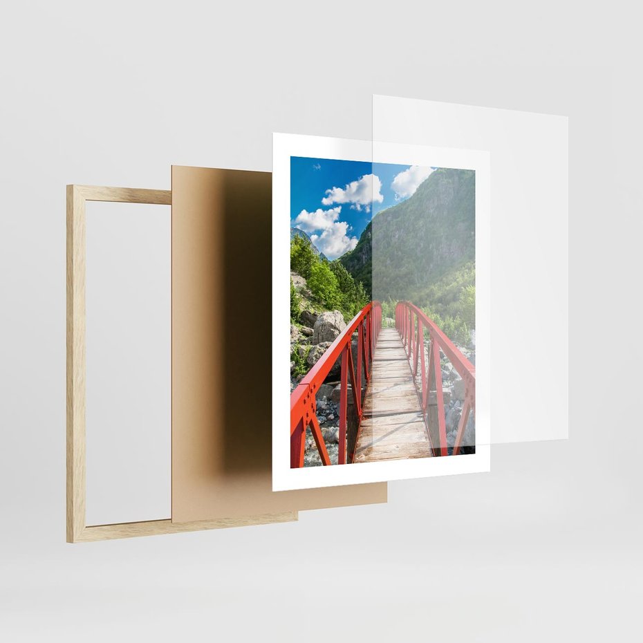 Plakat w ramie 40x50 - Most do przygody - góry, most - rama drewno