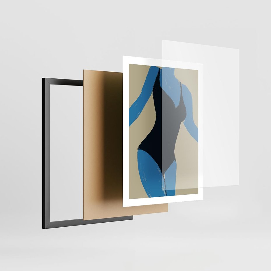 Plakat w ramie 50x70 - Zaklęta Kompozycja - abstrakcyjny plakat, nowoczesna sztuka - rama czarna