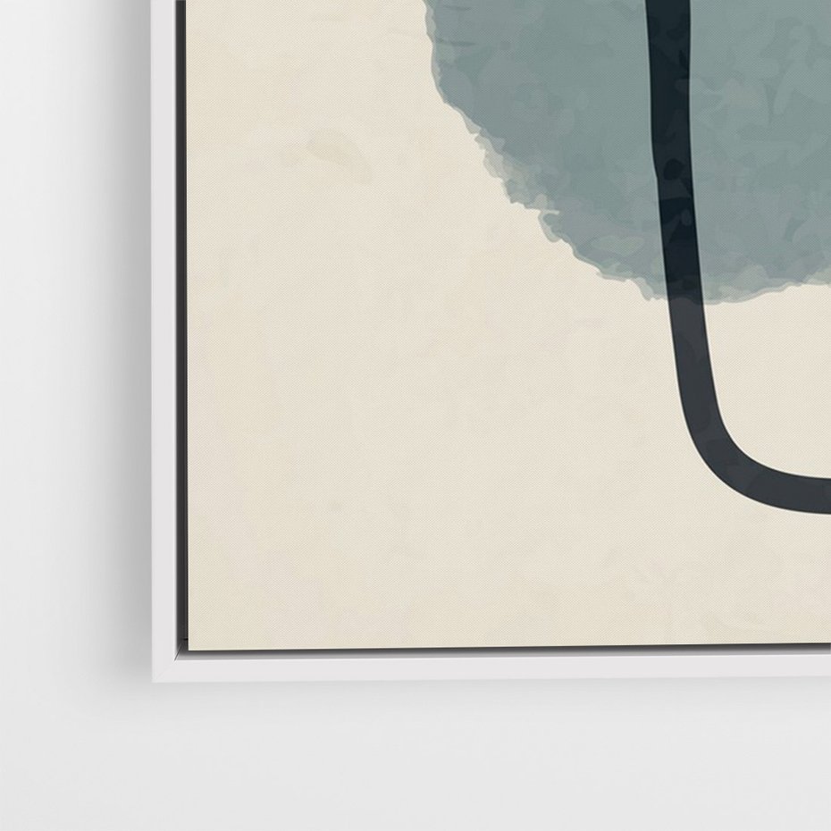 Obraz w ramie 80x120 - Migotliwe Refleksje - abstrakcyjne nieregularne kształty, minimalistyczny plakat - rama biała