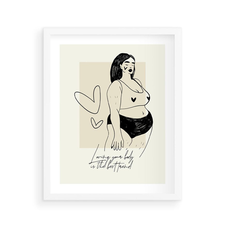 Plakat w ramie 40x50 - Moc to Ona - rysunek, sztuka nowoczesna - rama biała