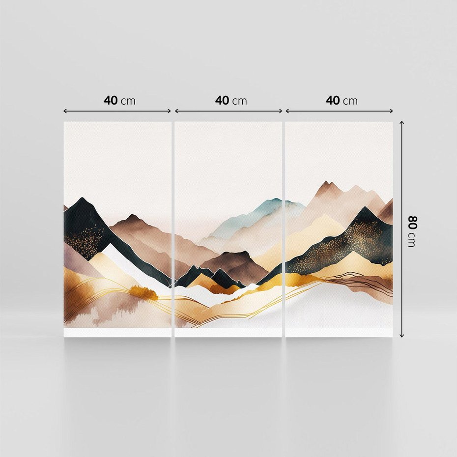 Obraz na płótnie 120x80 - Góry Tonące w Pastelach - złote pastelowe góry, akwarela