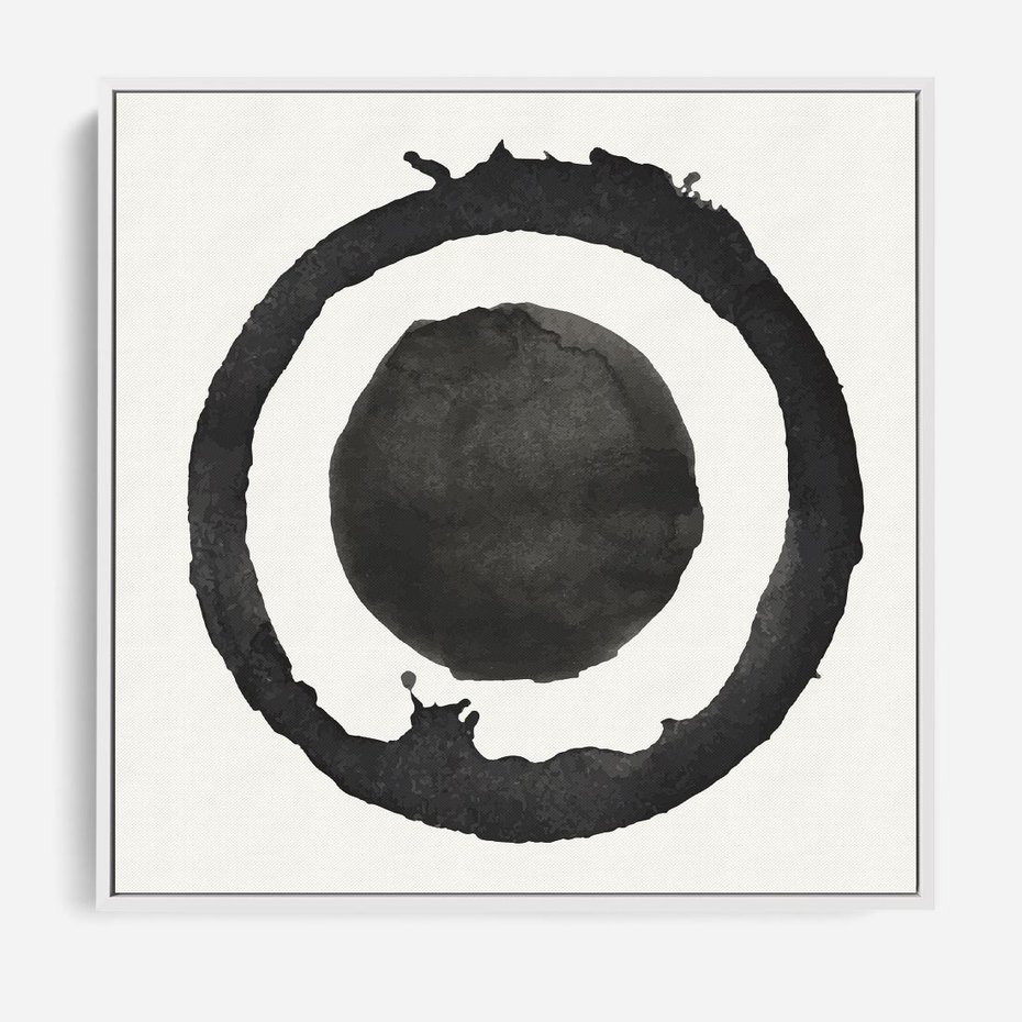 Obraz w ramie 80x80 - Harmonijne Emocje - abstrakcyjne plamy okręgi, akwarelowe - rama biała