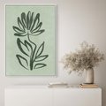 Obraz w ramie 70x100 - Zieleń Wyjątkowego Ukojenia - zielona abstrakcja, zgaszona zieleń - rama biała