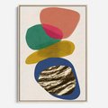 Obraz w ramie 70x100 - Kolorowe Przenikanie Kształtów - abstrakcyjne formy, obraz olejny - rama drewno