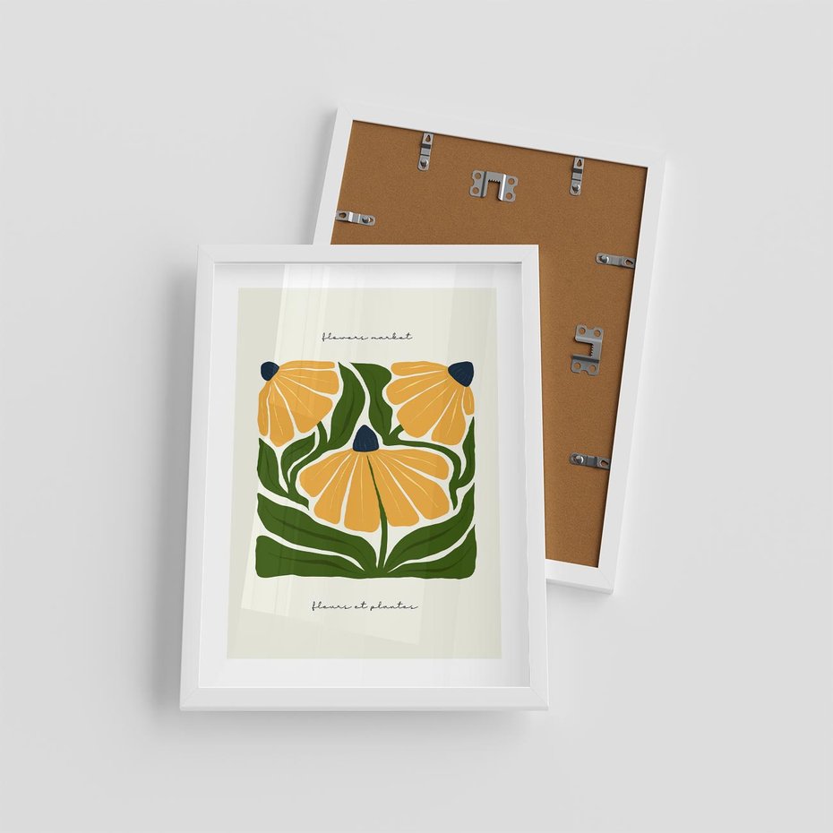 Plakat w ramie 30x40 - Kreatywne Wibracje - sztuka nowoczesna, kolorowe kwiaty - rama biała