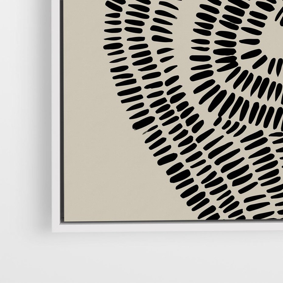 Obraz w ramie 80x80 - Nowoczesne Spektrum Wyobraźni - boho plakat, czarne kropki kreski - rama biała