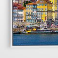 Obraz w ramie 100x70 - Kolorowa Przystań - nadmorskie miasto, kolorowe budynki - rama biała