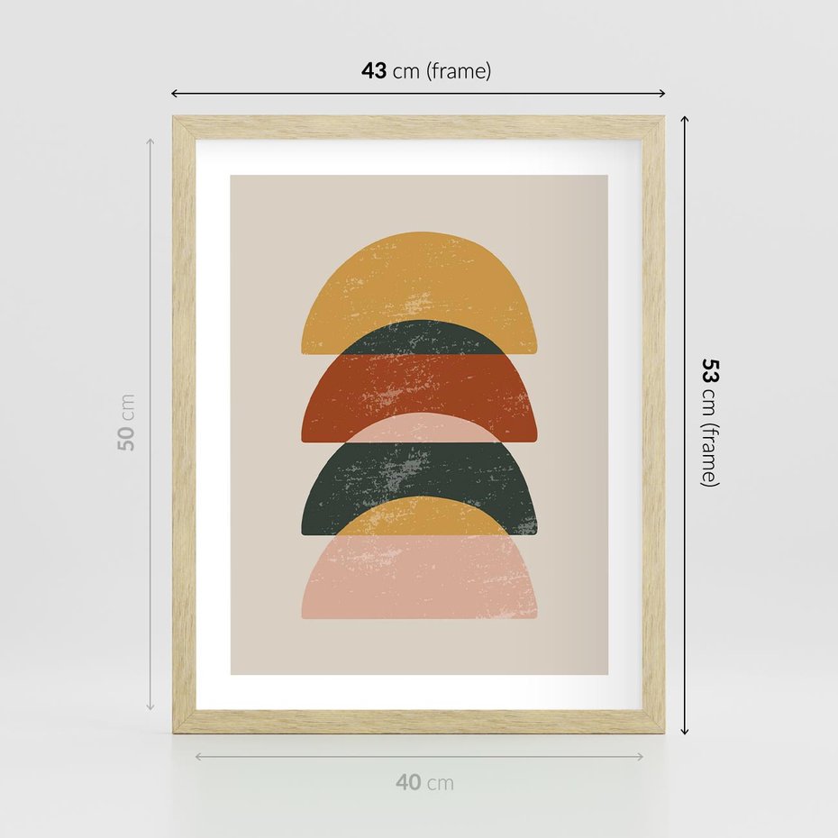 Plakat w ramie 40x50 - Energetyczne Wzory - nowoczesny plakat, abstrakcyjne kształty - rama drewno