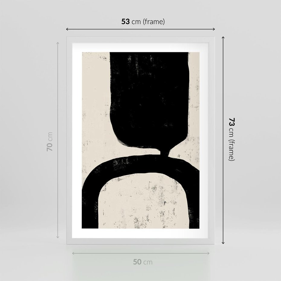 Plakat w ramie 50x70 - Przenikające Plamy - abstrakcyjna sztuka, minimalizm - rama biała