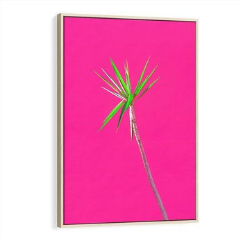 Obraz w ramie 70x100 - Retro Stylizacja - palma, liście - rama drewno