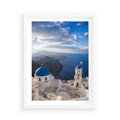 Plakat w ramie 50x70 - Błękitne Przezycia - Santorini, morze - rama biała