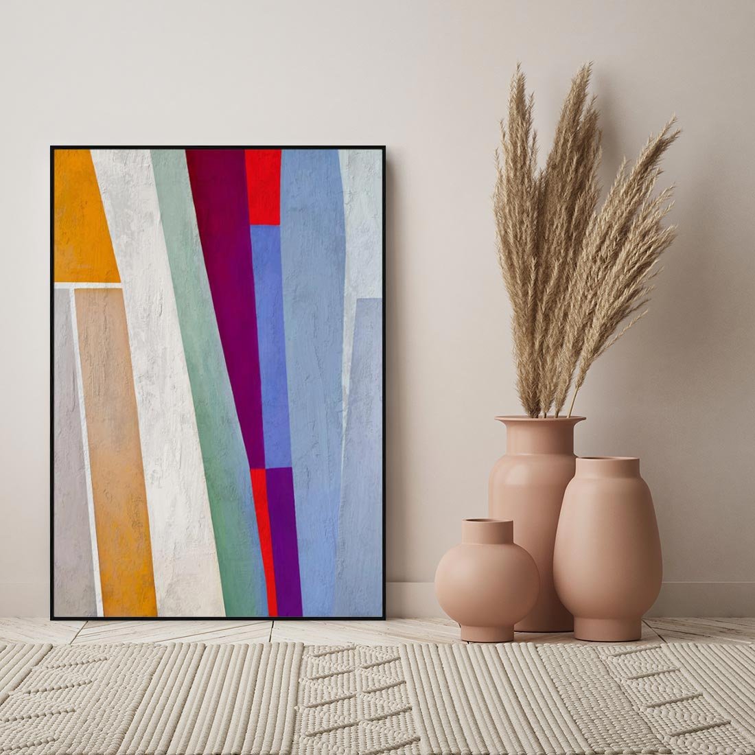 Obraz w ramie 50x70 - Księga Ukrytych Odbić - abstrakcyjne dziwne kształty, olejny obraz - rama czarna