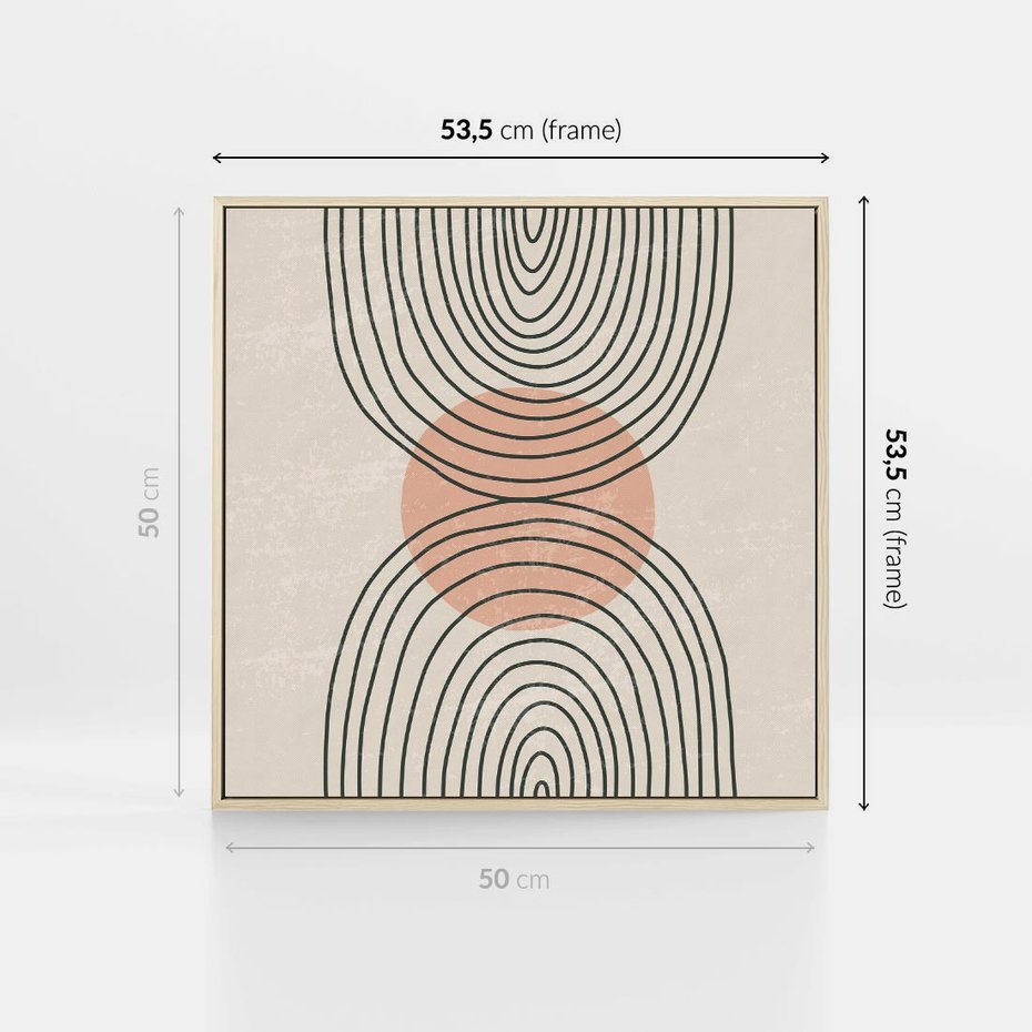 Obraz w ramie 50x50 - Nowy Rytuał - abstrakcyjna sztuka, boho kształty - rama drewno