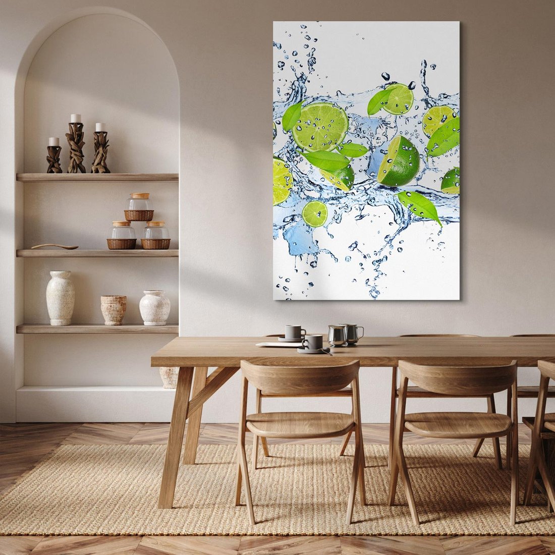Obraz na płótnie 80x120 - Świeżość limonki i błękity wody - limonka, woda