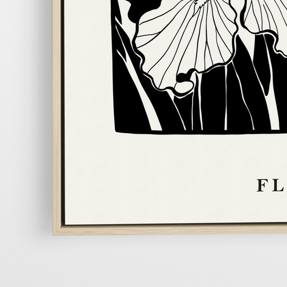 Obraz w ramie 70x100 - Spojrzenia na szkicowaną przeszłość - kwiaty, typografia - rama drewno