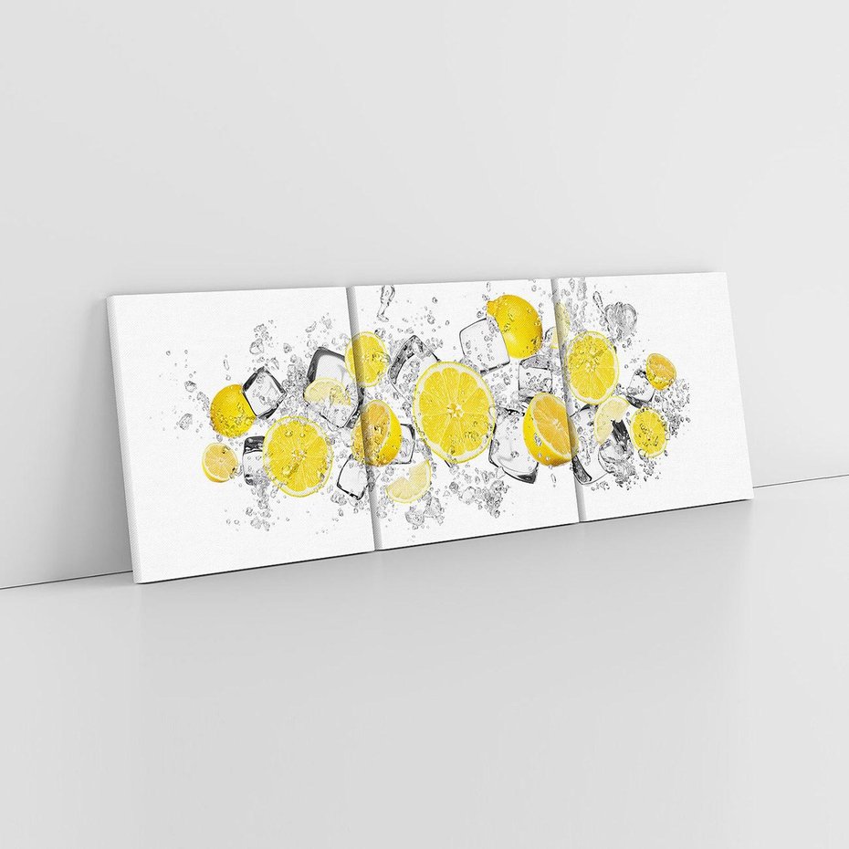 Obraz na płótnie 150x50 - Odkryj świeżość - lód, cytryny
