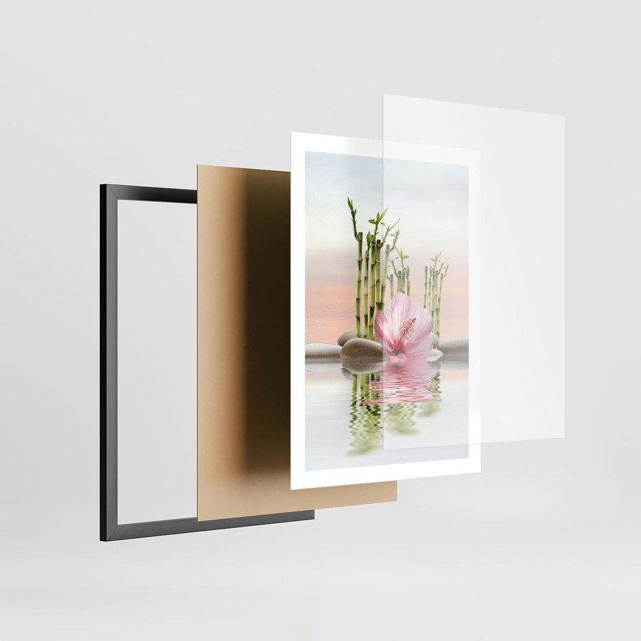 Plakat w ramie 50x70 - Harmonia i relaks - spa, bambus - rama czarna